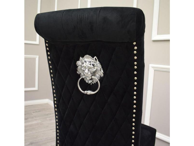 Emma Dining Chair with Lion Knocker and Quilted Back