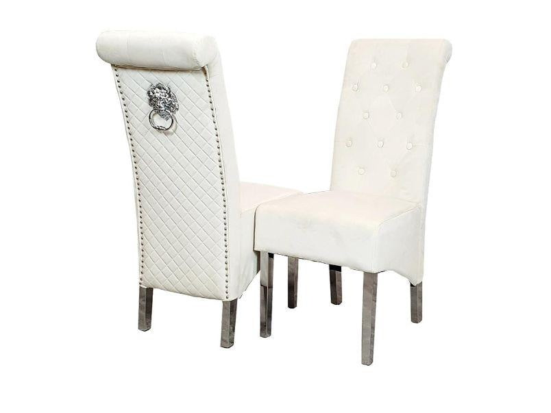 Emma Dining Chair with Lion Knocker and Quilted Back