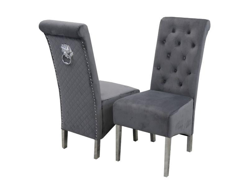 Emma Dining Chair with Lion Knocker and Quilted Back