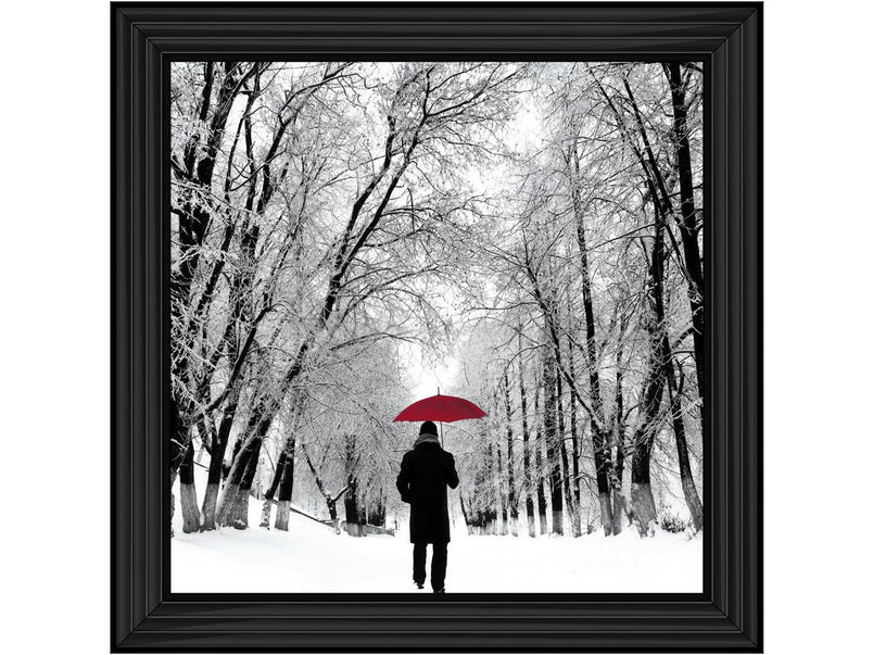 Trees in Winter Red Umbrella