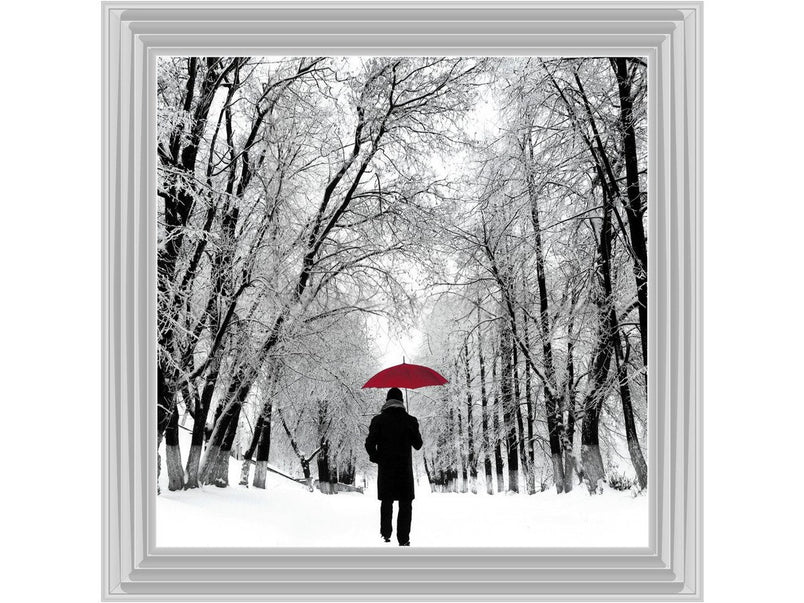 Trees in Winter Red Umbrella