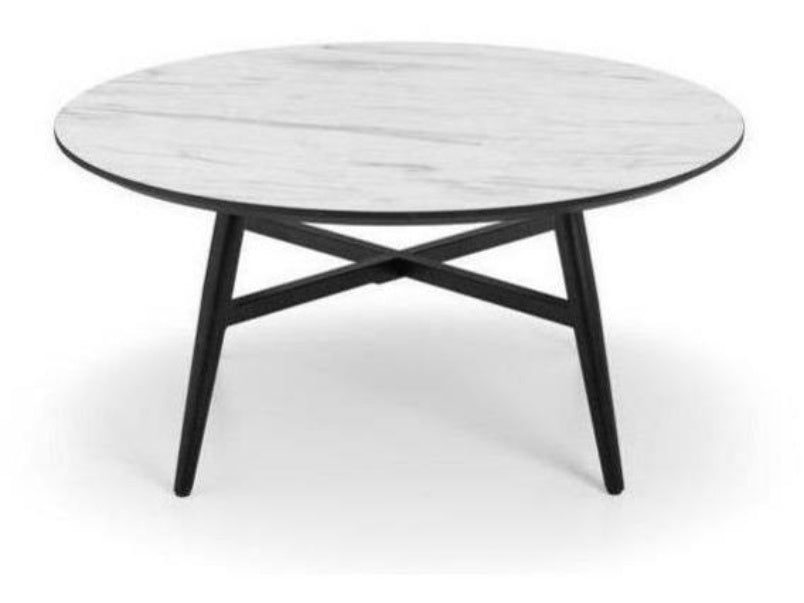 Firenze Circular Marble Effect Coffee Black Legs