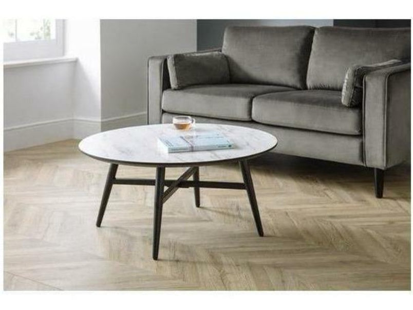 Firenze Circular Marble Effect Coffee Black Legs