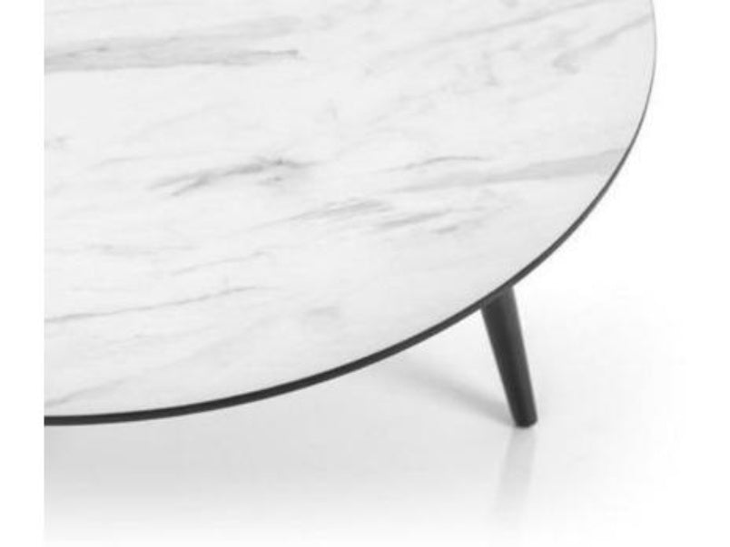 Firenze Circular Marble Effect Coffee Black Legs