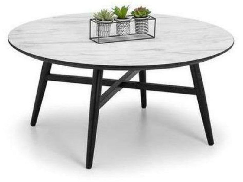 Firenze Circular Marble Effect Coffee Black Legs