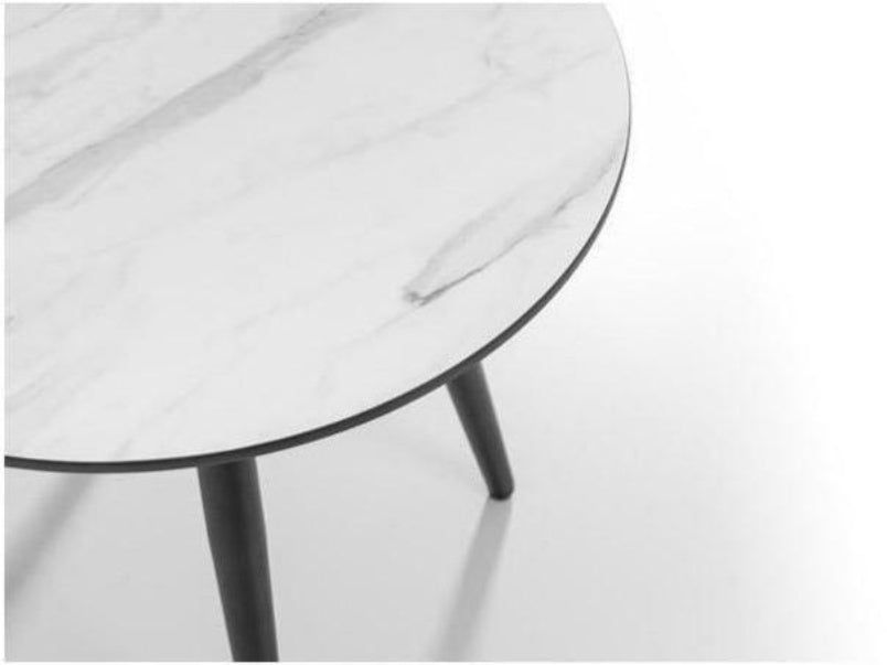 Firenze Circular Marble Effect Lamp Black Legs