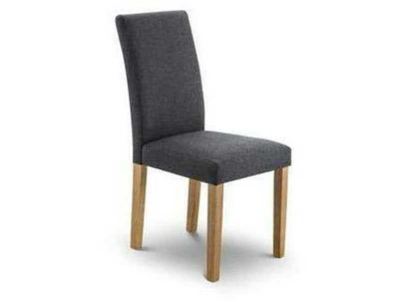 Hastings Chair Slate Linen Grey Fabric Dining Chair with Oak Finish Legs (Pack of 2)