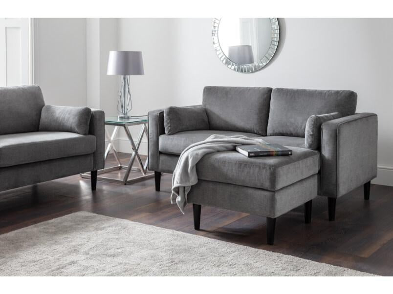 Hayward 2 Seater Dark Grey Chenille Fabric
