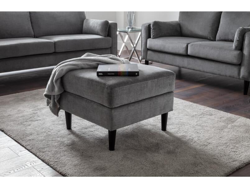 Hayward Ottoman Dark Grey Chenille Fabric