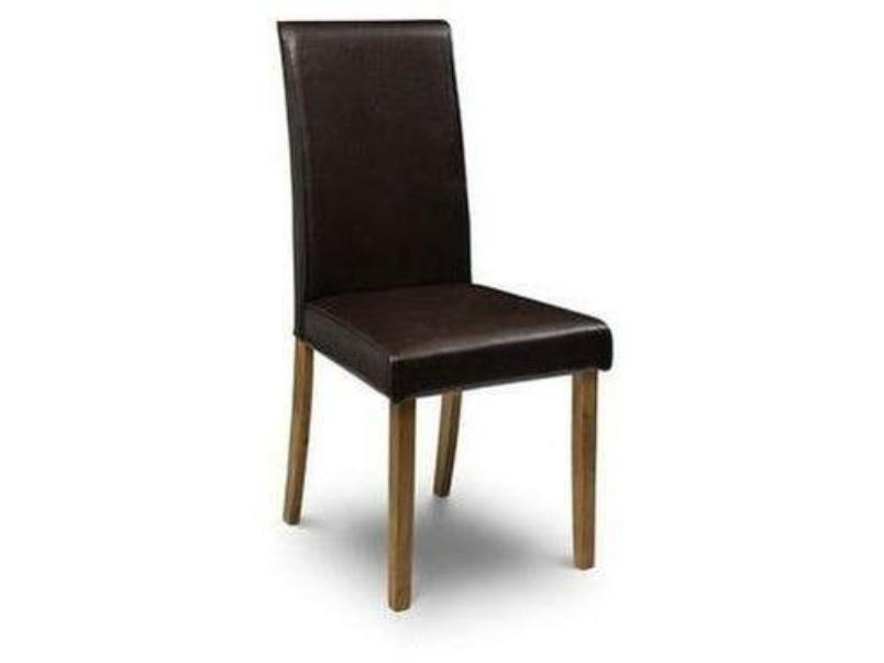 Harper Dining Chair Brown Faux Leather with Oak Finish Legs (Pack of 2)