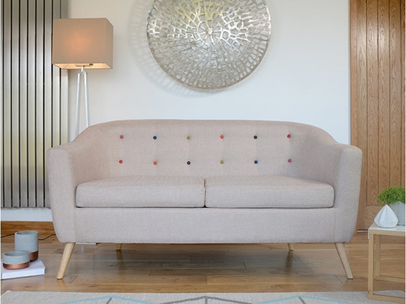 Hudson Sofa With Buttons Beige