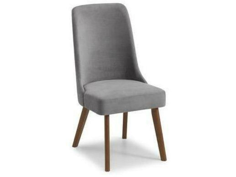 Huxley Dining Chair Dark Grey Velvet with Walnut Finish Legs (Pack of 2)
