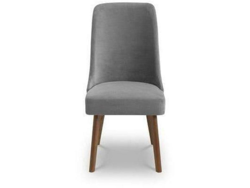 Huxley Dining Chair Dark Grey Velvet with Walnut Finish Legs (Pack of 2)