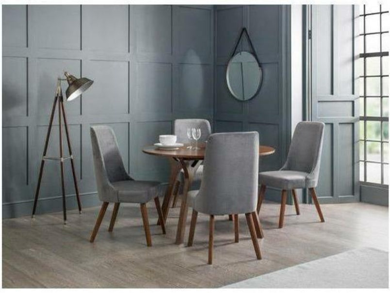 Huxley Dining Chair Dark Grey Velvet with Walnut Finish Legs (Pack of 2)