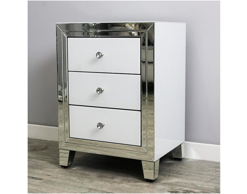 Bianco Three Drawer Bedside Unit