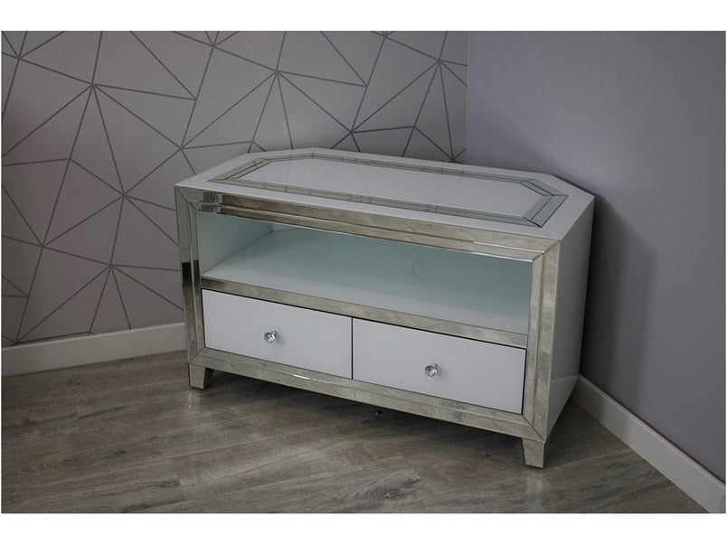 Bianco White MDF Glass TV Unit Small