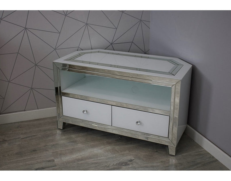 Bianco White MDF Glass TV Unit Small