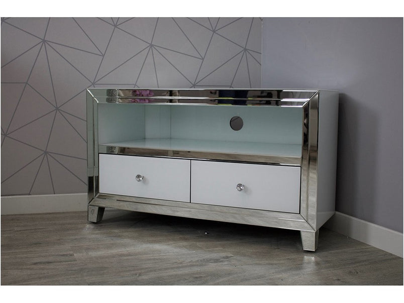 Bianco White MDF Glass TV Unit Small