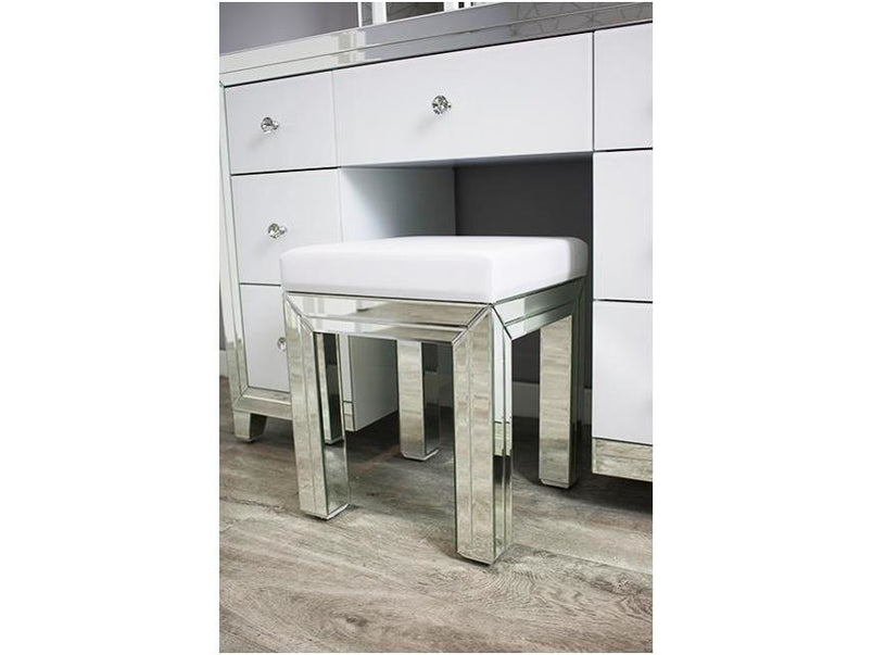 Bianco White MDF Glass dressing table set