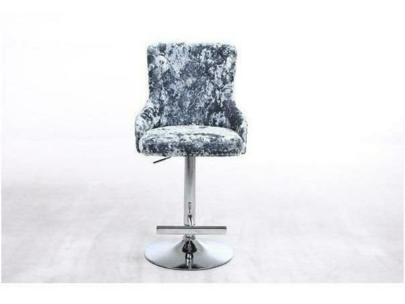 Duke Bar Stool with Lion Knocker and Plain Back Double Crushed Velvet