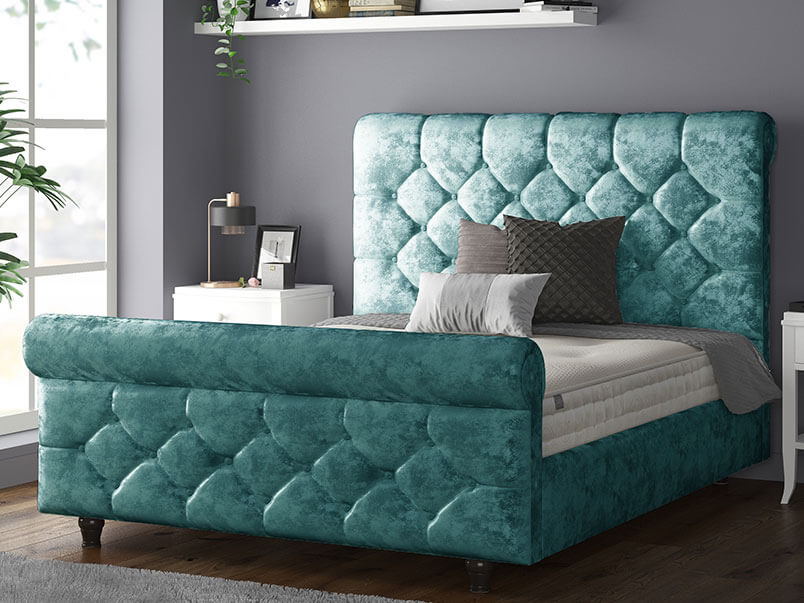 Jasmine Bed Crush Velvet Aqua