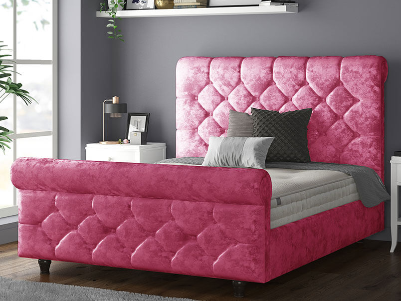Jasmine Bed Crush Velvet Fushcia Pink