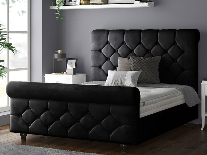 Jasmine Bed Plush Velvet Black