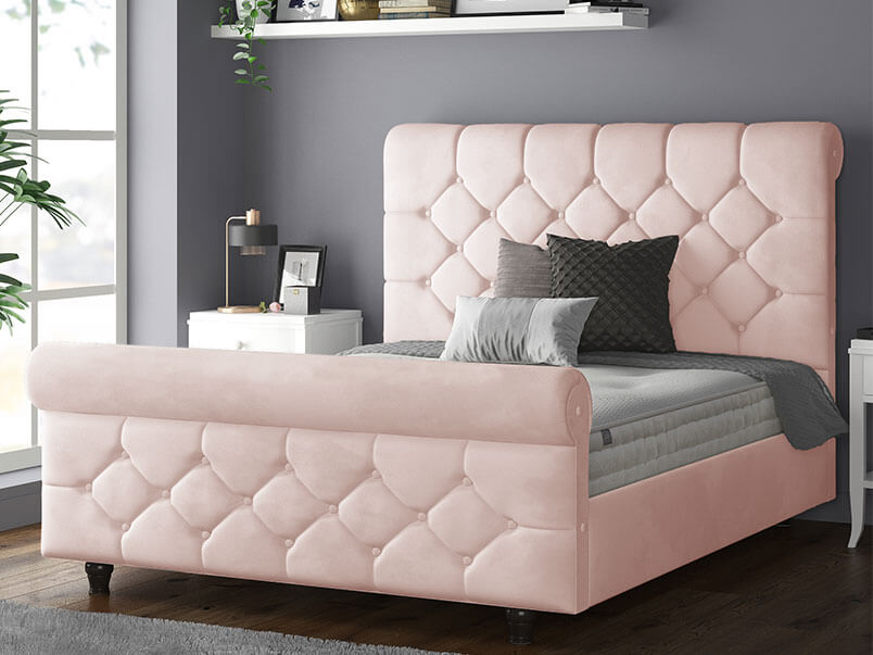 Jasmine Bed Plush Velvet Pink