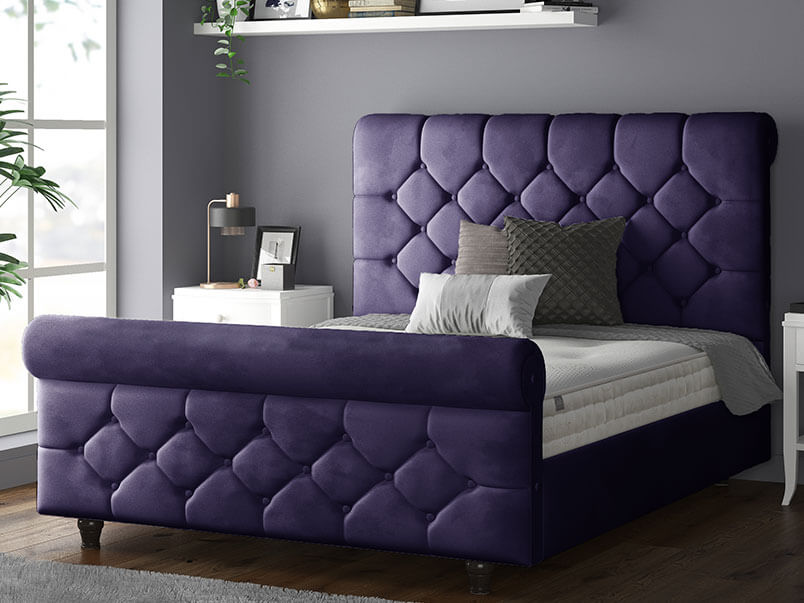 Jasmine Bed Plush Velvet Plum