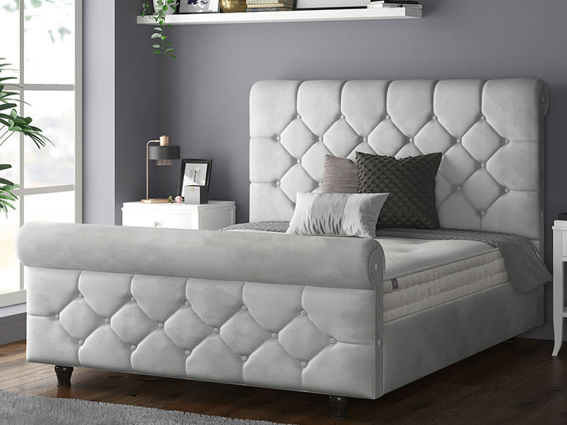 Jasmine Bed Plush Velvet Silver