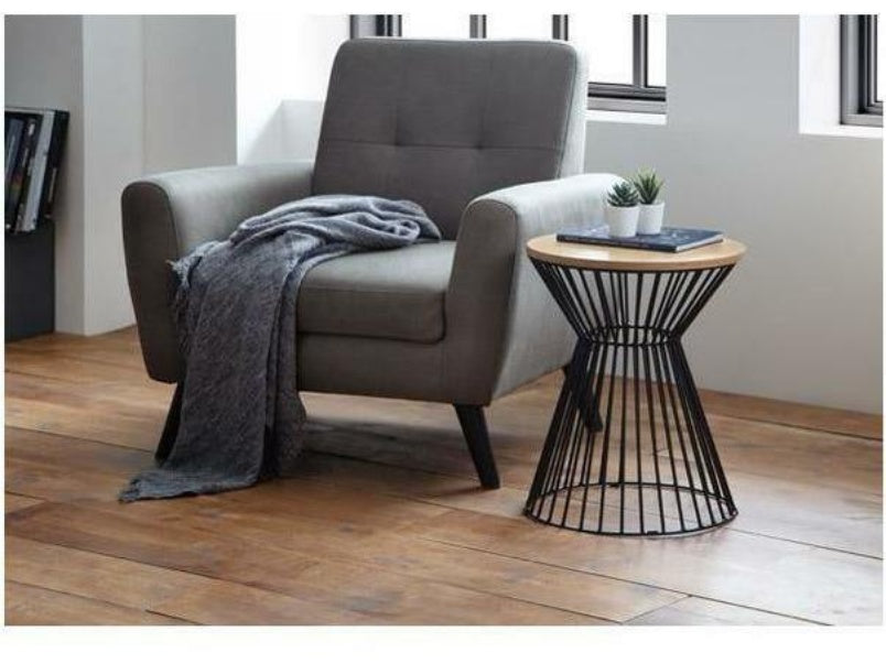 Jersey Round Wire Lamp Table Natural Oak
