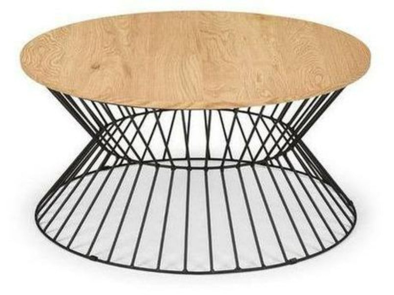 Jersey Round Wire Coffee Table Natural Oak
