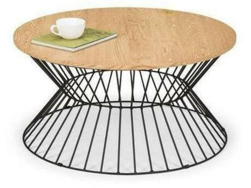 Jersey Round Wire Coffee Table Natural Oak