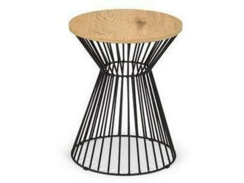 Jersey Round Wire Lamp Table Natural Oak