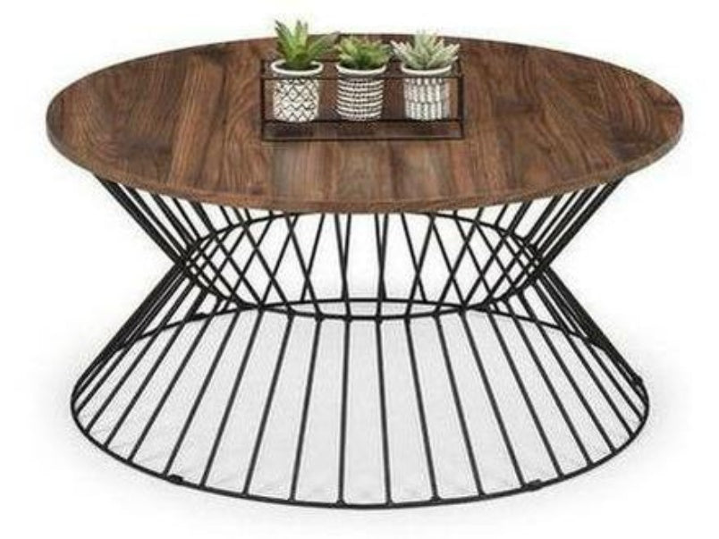 Jersey Round Wire Coffee Table Walnut