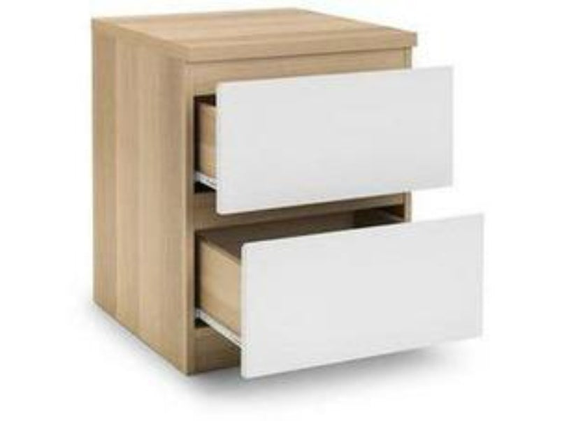 Jupiter 2 Drawer Bedside White & Oak