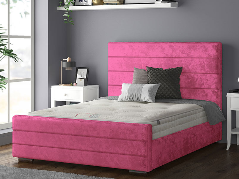 Kiara Bed Crush Velevt Fuschia Pink