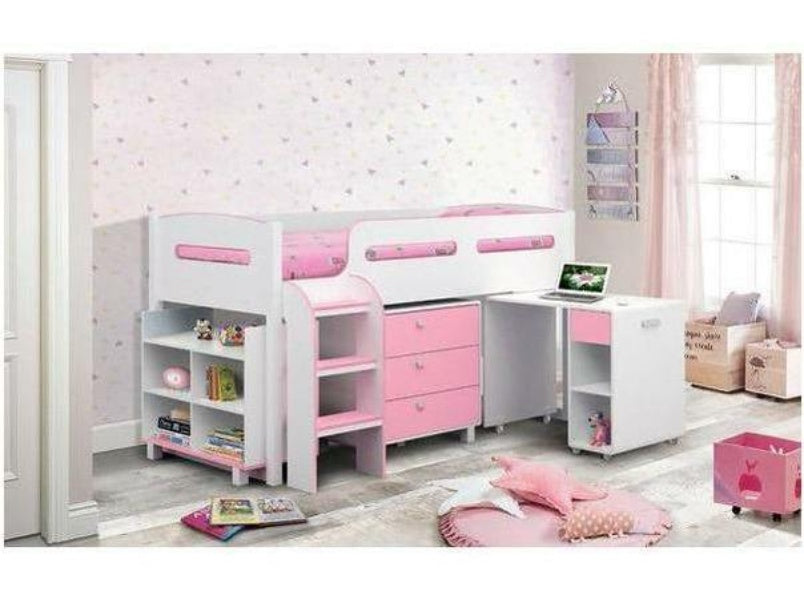 Kimbo White Pink Finish Cabin Bed