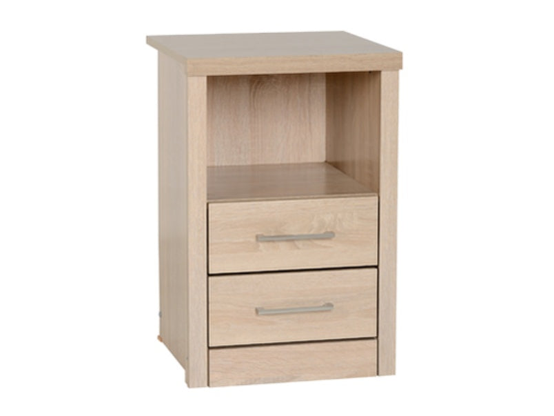 Lisbon 2 Drawer 1 Shelf Bedside Cabinet Light Oak Effect Veneer