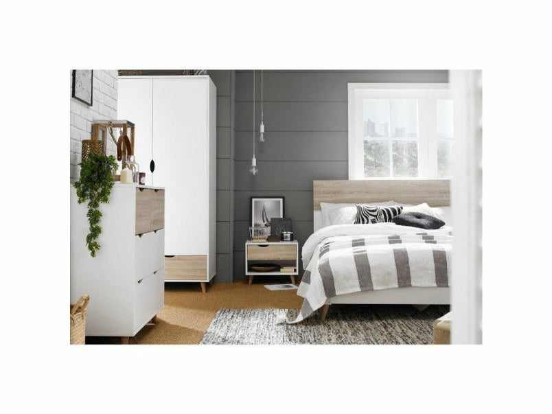 Stockholm 1 Drawer Bedside White-Oak