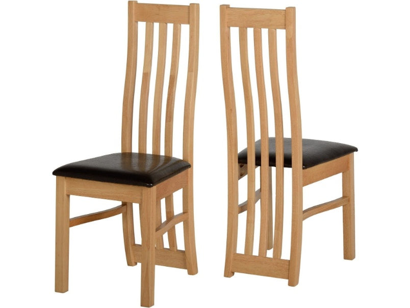 Ainsley Oak Veneer/Brown Faux Leather Dining Chair