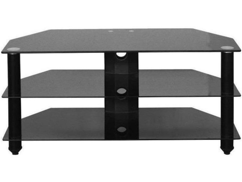 Bromley TV Stand Black with Black Glass