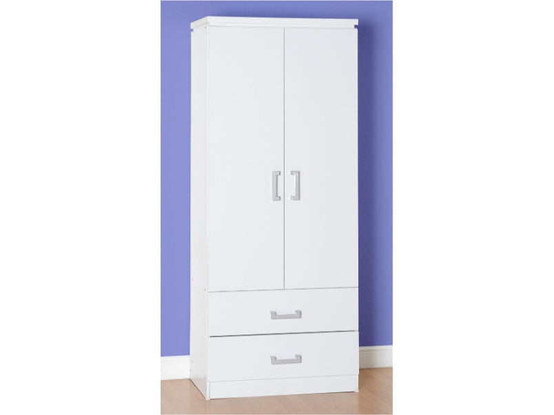 Charles 2 Door 2 Drawer Wardrobe White