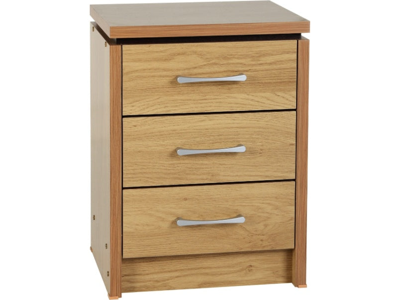 Charles 3 Drawer Bedside Chest Oak Effect Veneer