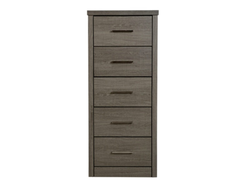 Lisbon 5 Drawer Narrow Chest Black Wood Grain