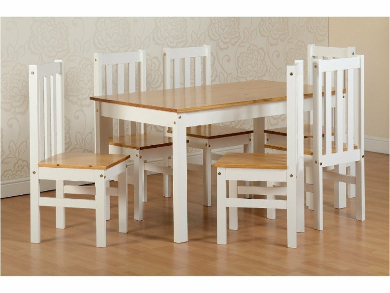 Ludlow 1+6 Dining Set White/Oak Effect