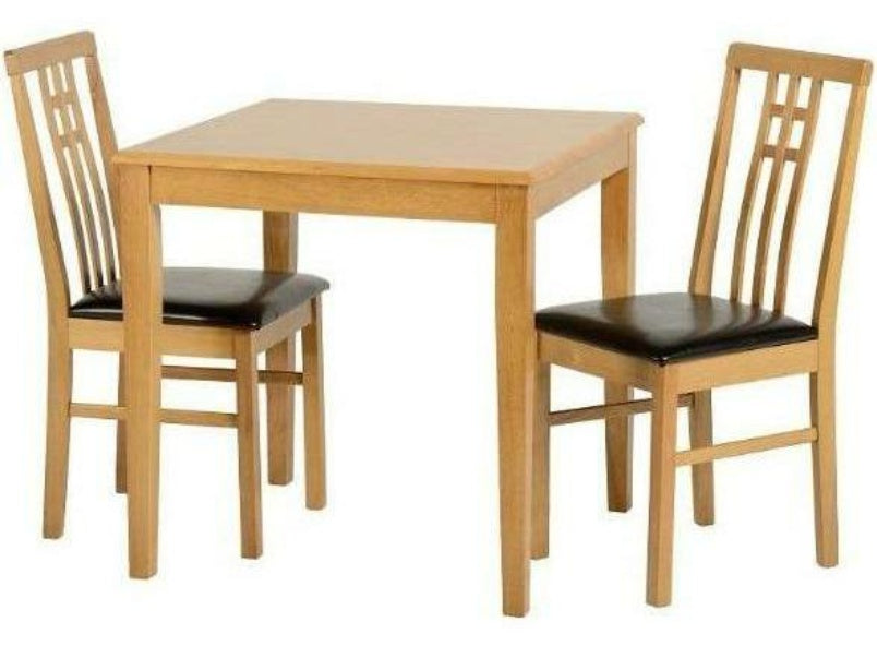 Vienna Dining Set Medium Oak/Brown Faux Leather