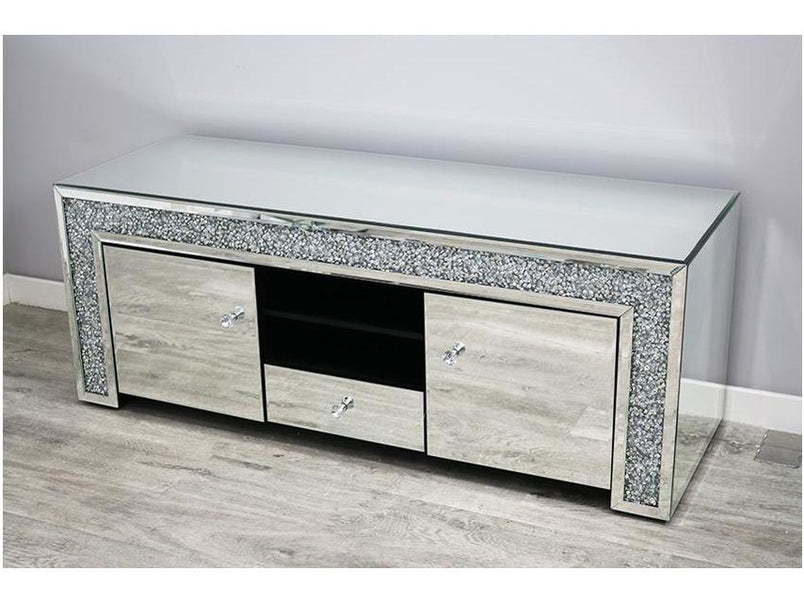 Mocka Silver Glass Diamond Crush TV Unit