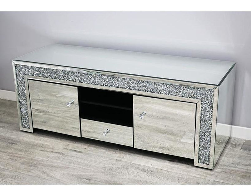 Mocka Silver Glass Diamond Crush TV Unit