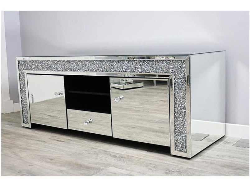 Mocka Silver Glass Diamond Crush TV Unit